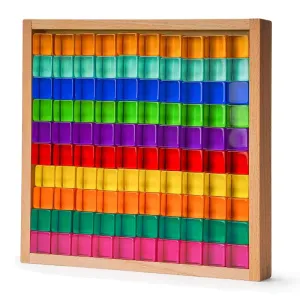 100 Pcs Rainbow Translucent Lucite Cubes Set with Storage Tray