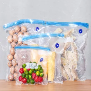 10pack Reusable Vacuum Food Storage Bags with 3 Different Size Vacuum Food Bags,1 Hand Pump, 2 Sealing Clips