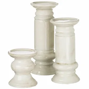 12",9.75"& 8" Pillar Candle Holder Set Of 3