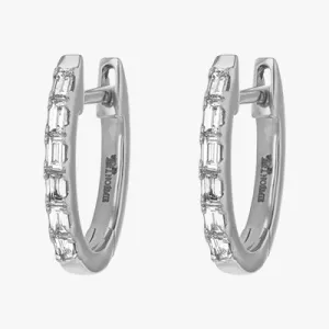 14K H-I/SI Huggie Baguette Earrings