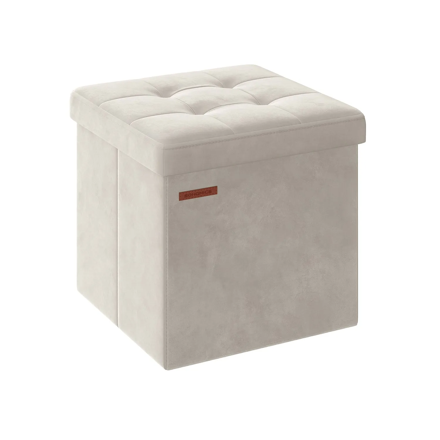 15" x 15" x 15" Foldable Storage Ottoman Bench Cream White