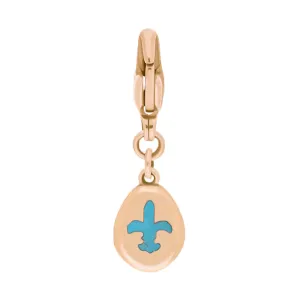 18ct Rose Gold Turquoise Pear Shaped Fleur De Lis Clip Charm