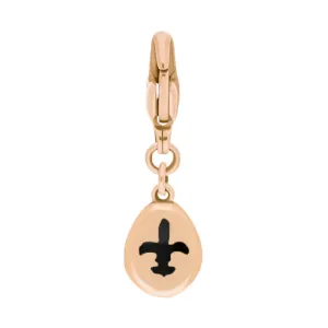 18ct Rose Gold Whitby Jet Pear Shaped Fleur De Lis Clip Charm