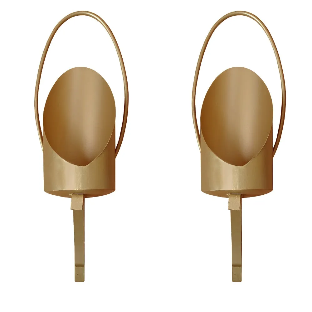 22 Inch Wall Sconce Candle Holder, Modern Tulip Shape, Set of 2, Matte Gold Frame By The Urban Port