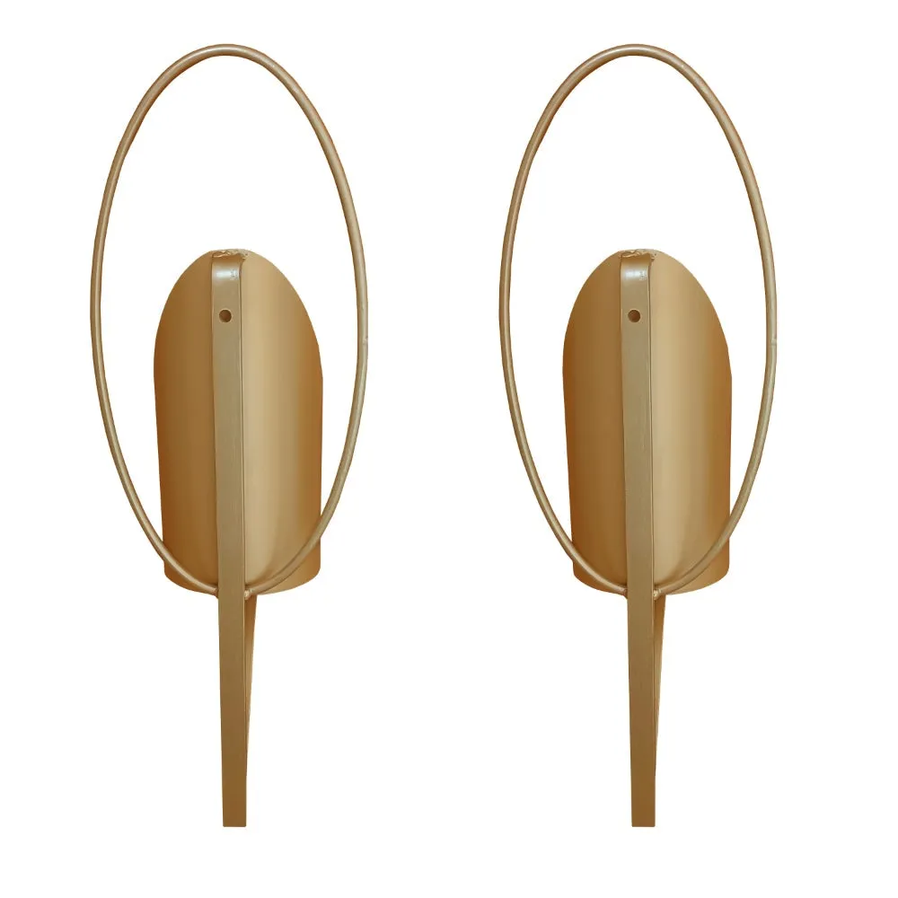 22 Inch Wall Sconce Candle Holder, Modern Tulip Shape, Set of 2, Matte Gold Frame By The Urban Port