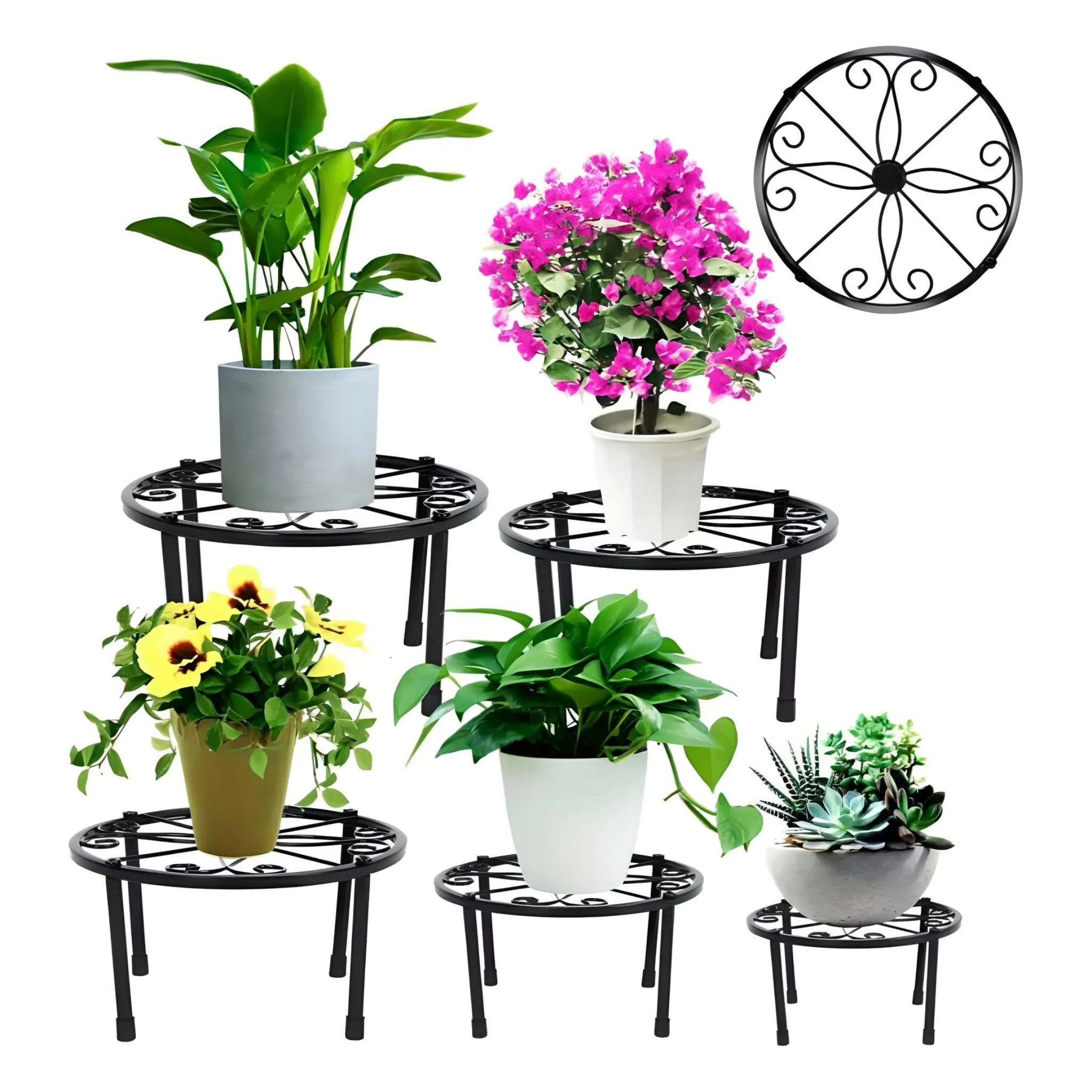 5-Piece Rust-Proof Metal Plant Holder