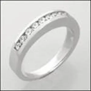 .50 Carat Total Channel Set Round Cubic Zirconia Wedding Band 14K White Gold