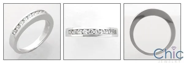 .50 Carat Total Channel Set Round Cubic Zirconia Wedding Band 14K White Gold