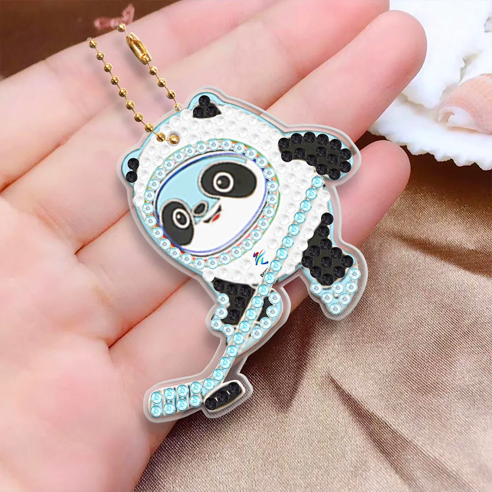 5pcs 5D Panda Diamond Painting Keychain Keyring DIY Mosaic Rhinestone Gift