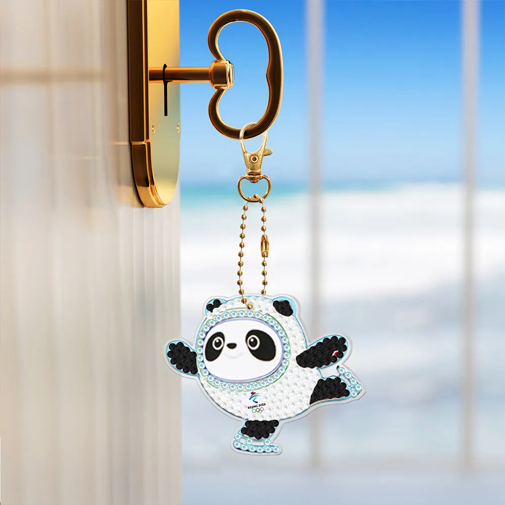 5pcs 5D Panda Diamond Painting Keychain Keyring DIY Mosaic Rhinestone Gift