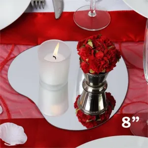 8" Heart Glass Mirror Wedding Party Table Decorations Centerpieces - 6 PCS