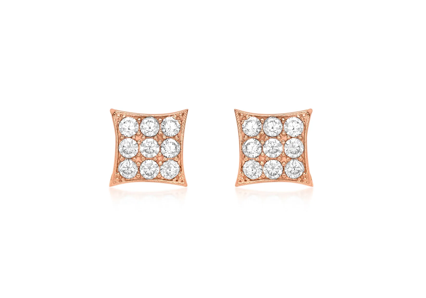 9ct Rose Gold  CZ Stud Earrings