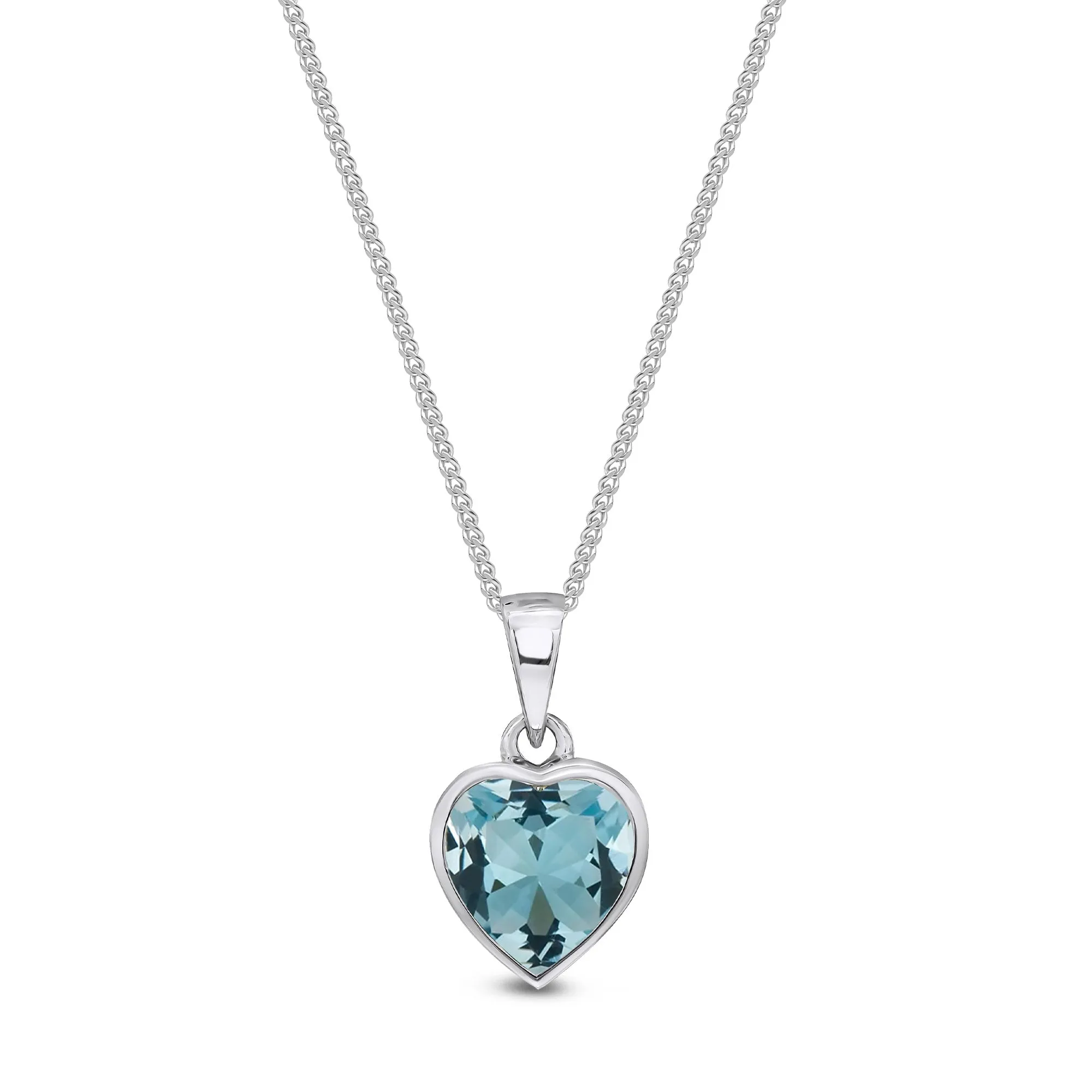 9ct White Gold Aquamarine Heart Pendant