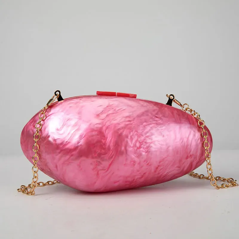 A Shell Acrylic Mini Clutch Bag