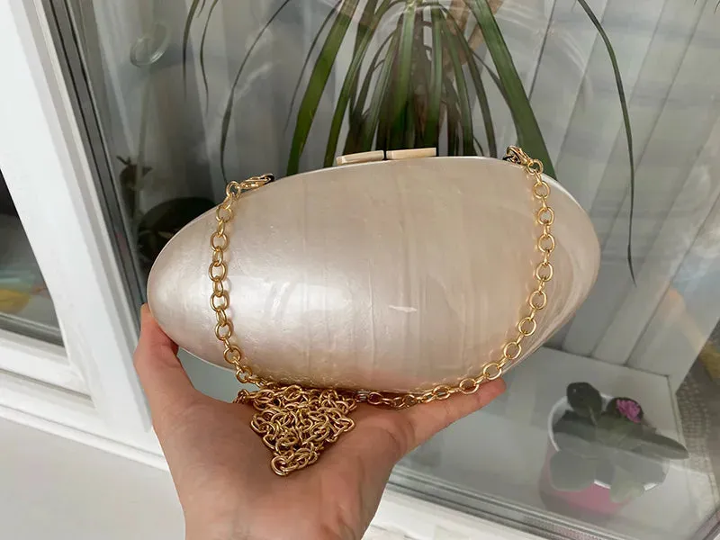 A Shell Acrylic Mini Clutch Bag