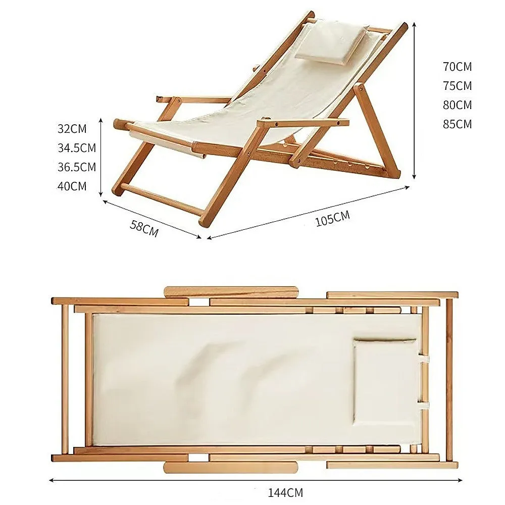 Adjustable Foldable Outdoor Sling Chair, Populus Wood