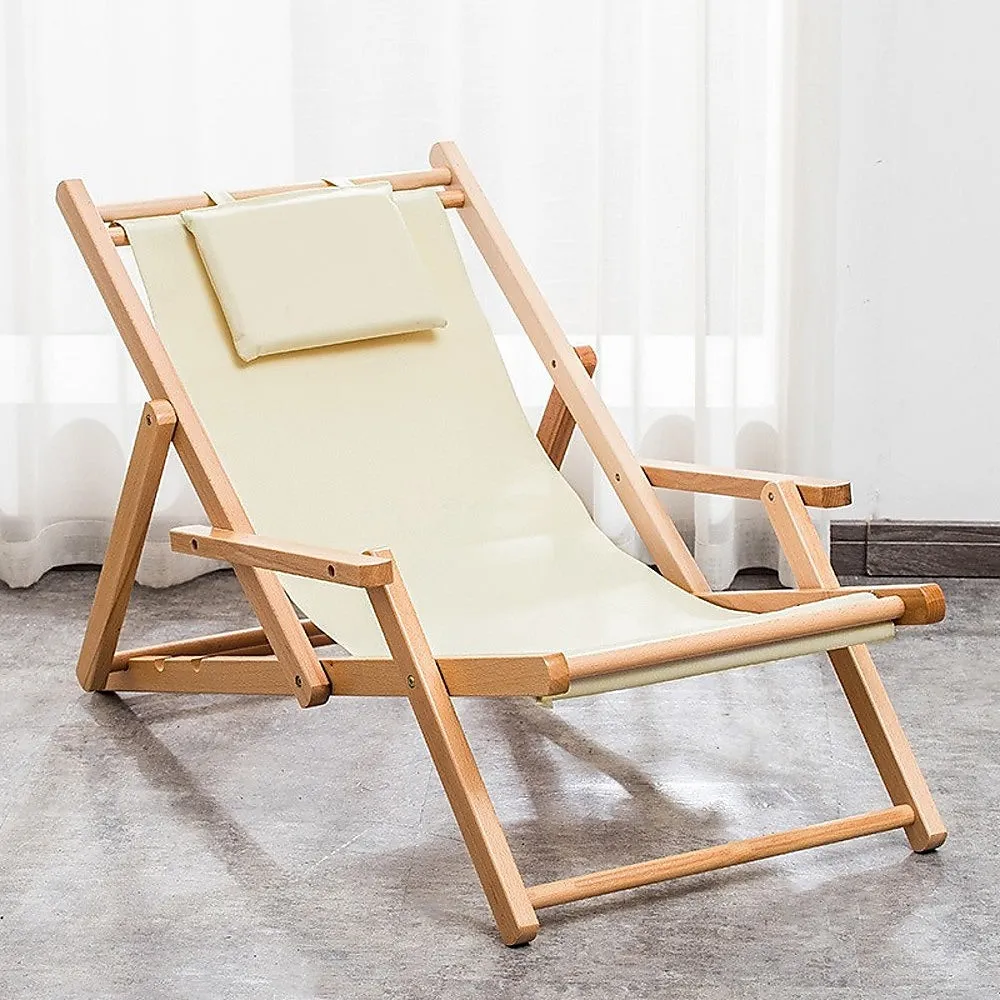 Adjustable Foldable Outdoor Sling Chair, Populus Wood