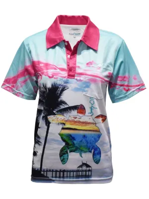 Adult Short Sleeve Fishing Shirt - Pink Jetty