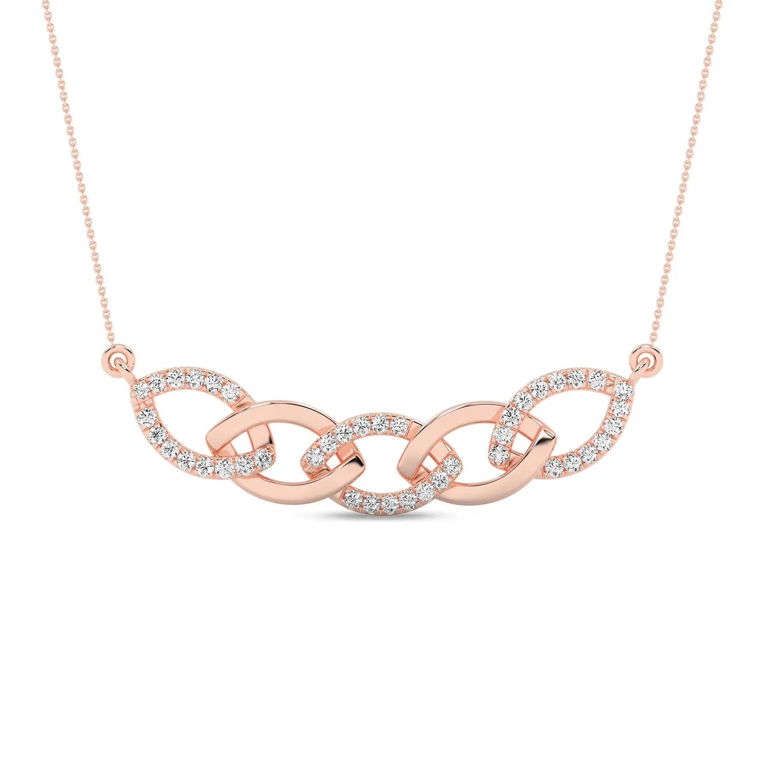 Alternating Diamond Cascade Link Necklace rose gold replica