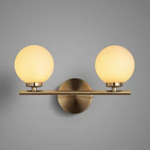 ANKUR DALTON CONTEMPORARY TWIN GLOBE LIGHT MILKY WHITE GLOBE GLASS SHADE WALL LIGHT VANITY LIGHT IN GOLD