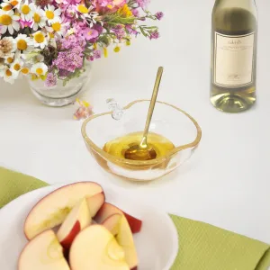 Apple Shaped Glass Honey Dish With Spoon