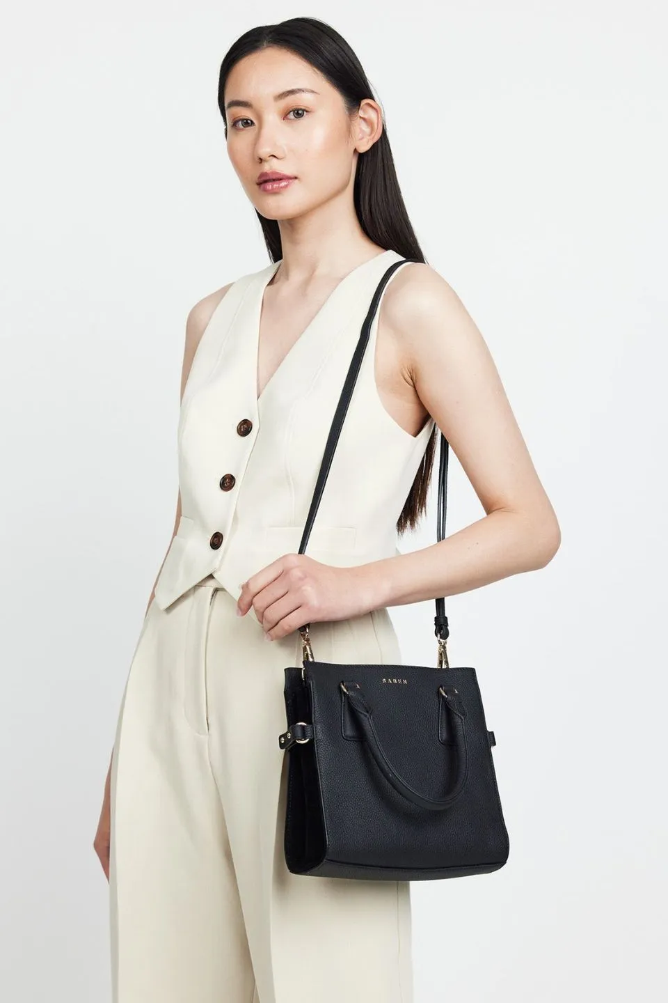 Beau Black Leather Crossbody Bag