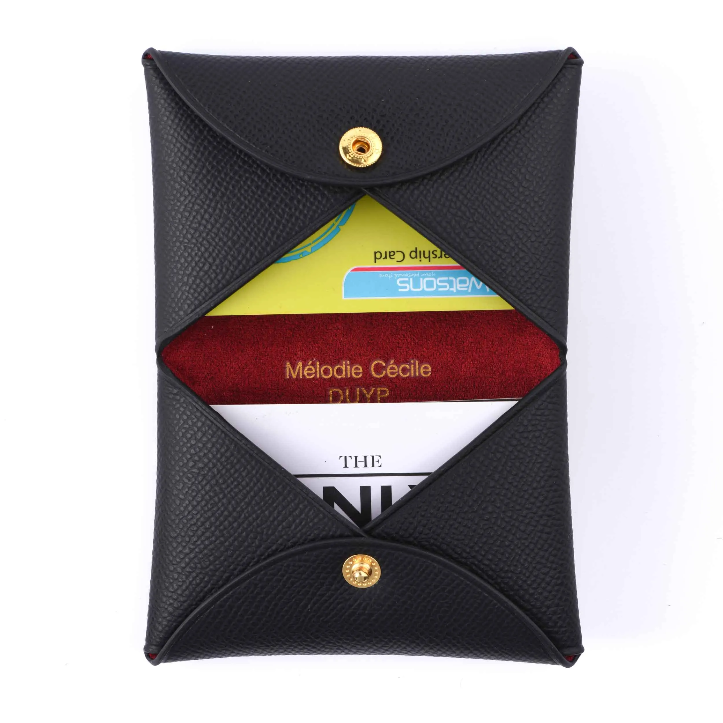 BLACK EPSOM LEATHER "CORSICA" CARD HOLDER