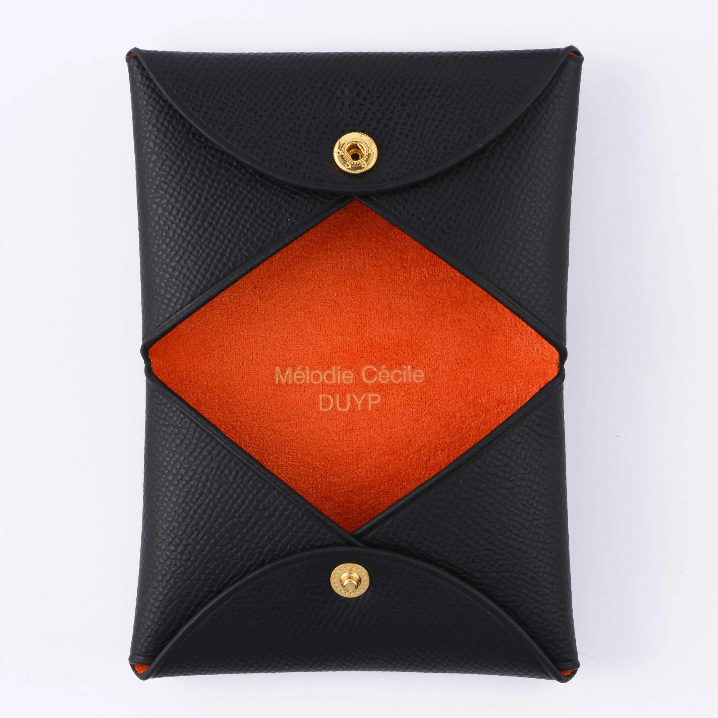 BLACK EPSOM LEATHER "CORSICA" CARD HOLDER