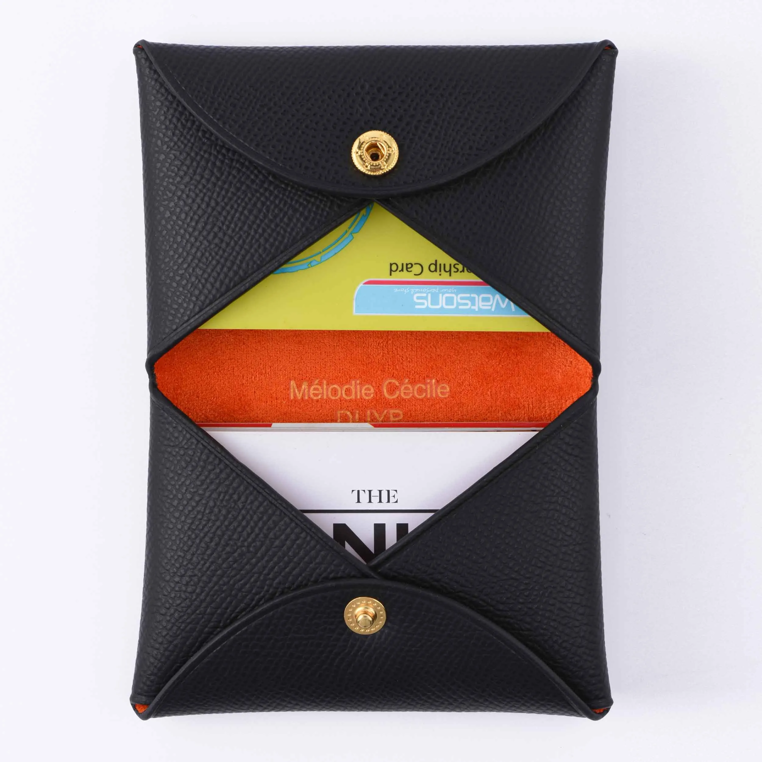 BLACK EPSOM LEATHER "CORSICA" CARD HOLDER