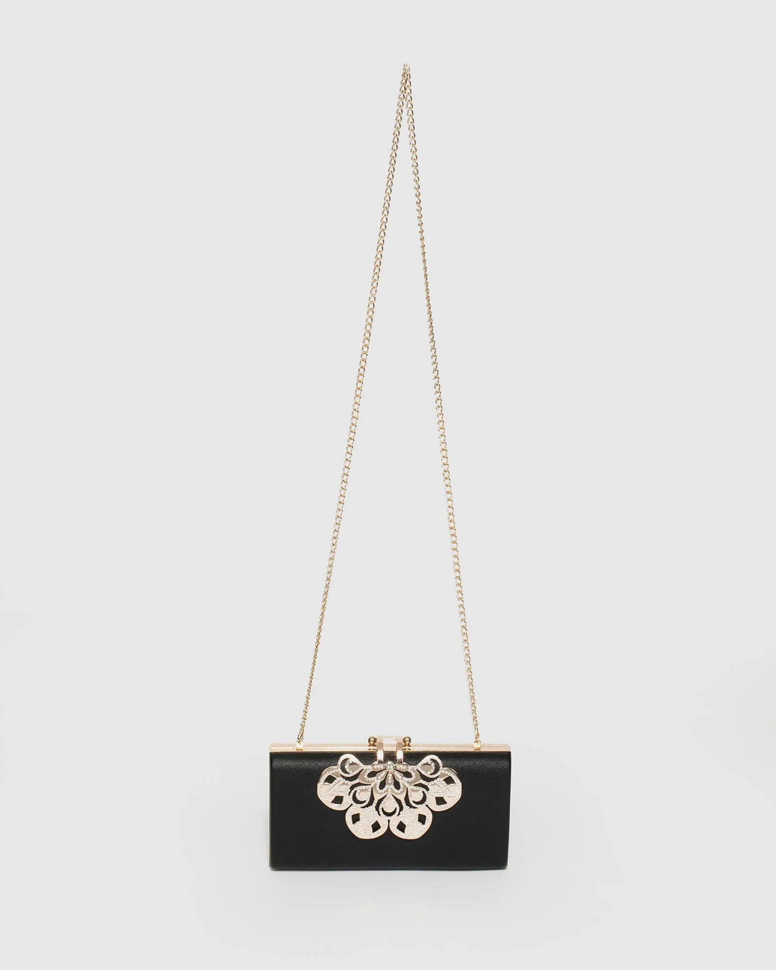 Black Quinn Clip Evening Clutch Bag