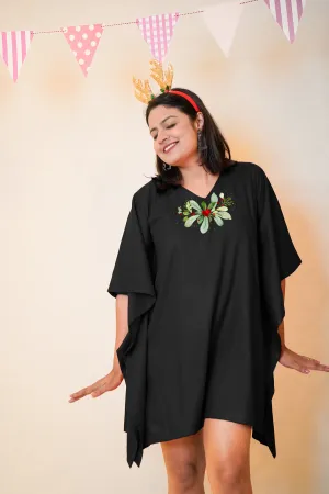 Black Rayon Kaftan - Ornamental