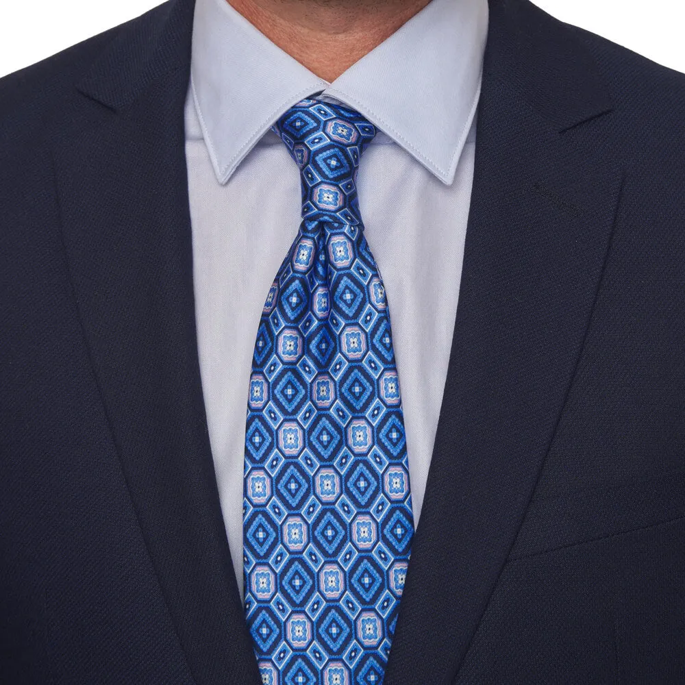 Blue Ornamental Motif Silk Tie