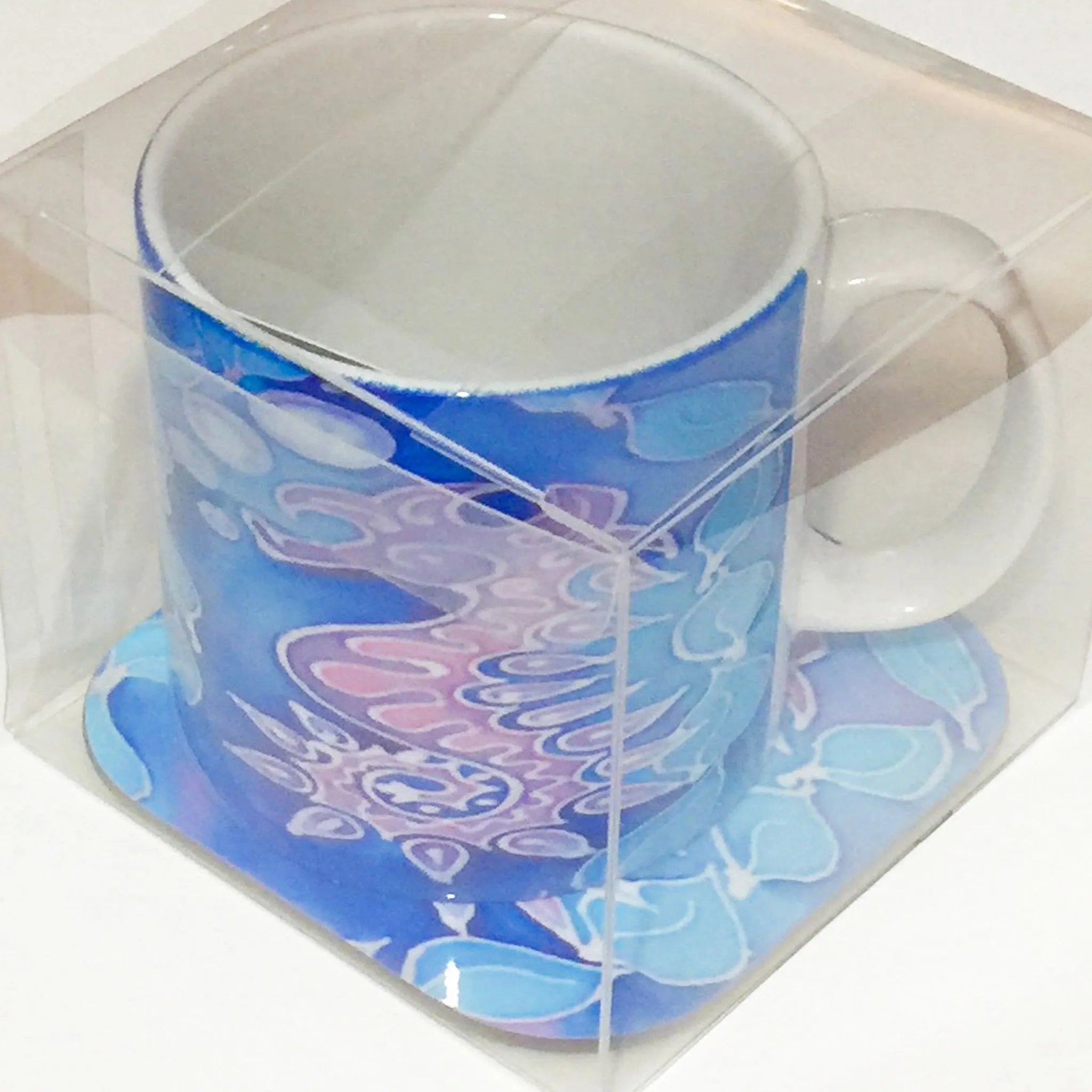 Blue Seahorse Mug Set - Sealife Mug Gift - Pink Purple and Blue Seahorse