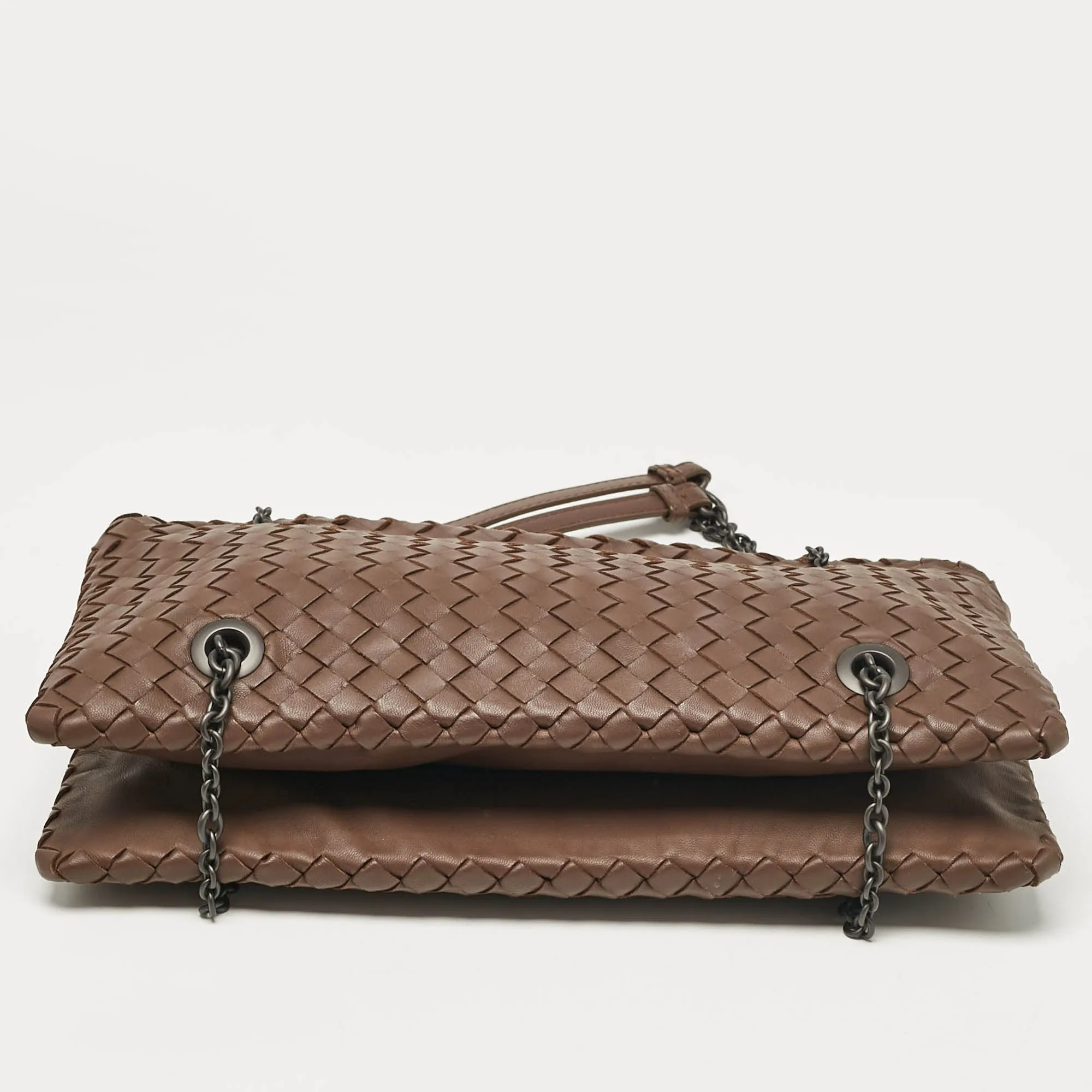 Bottega Veneta Brown Intrecciato Leather Duo Shoulder Bag