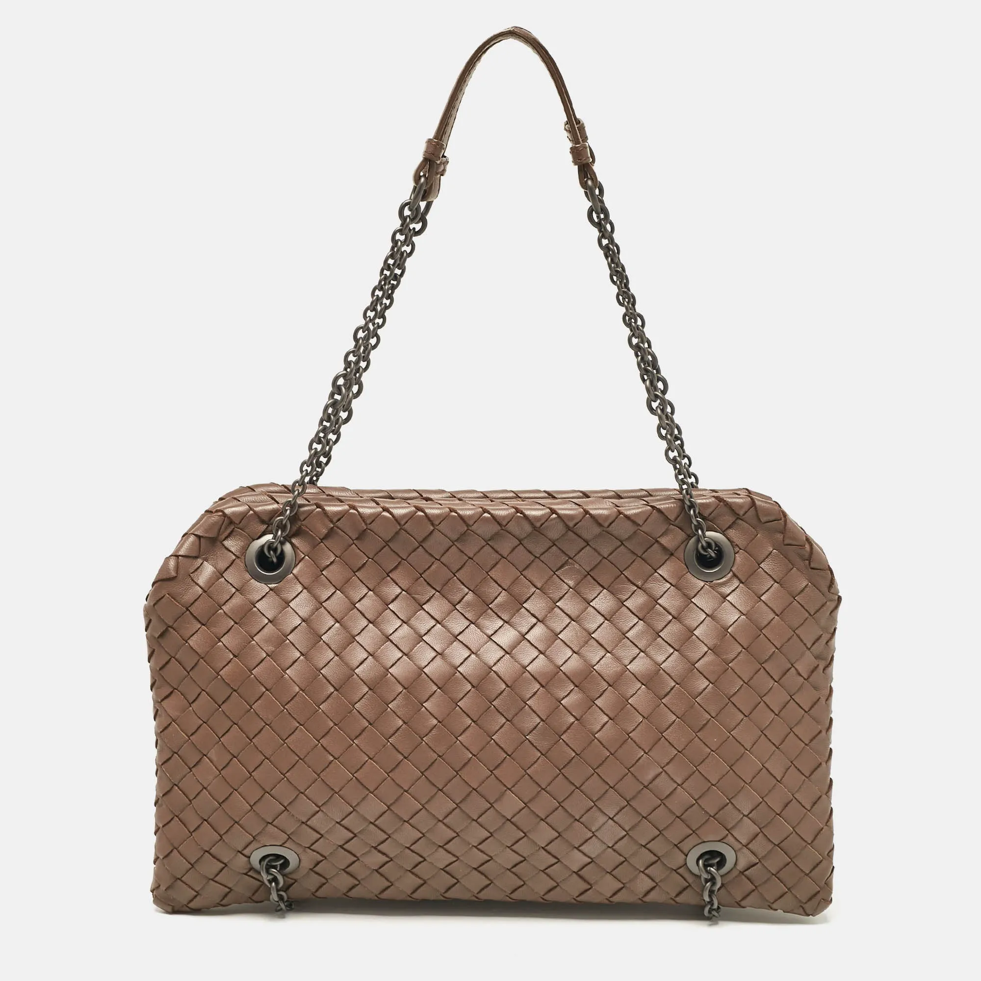 Bottega Veneta Brown Intrecciato Leather Duo Shoulder Bag