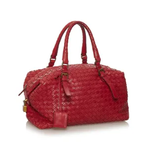 Bottega Veneta Intrecciato Leather Boston Bag (SHG-33071)