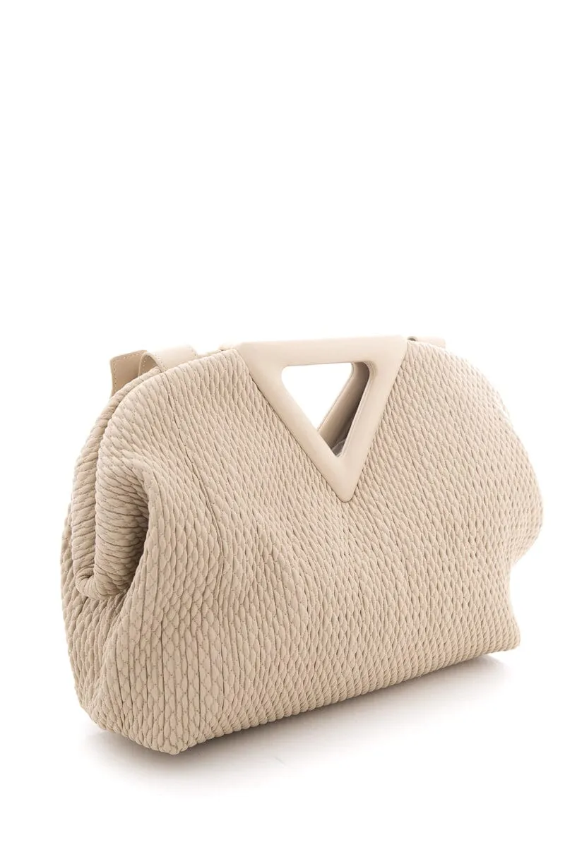 Bottega Veneta "The Point" Beige Rubberized Handbag