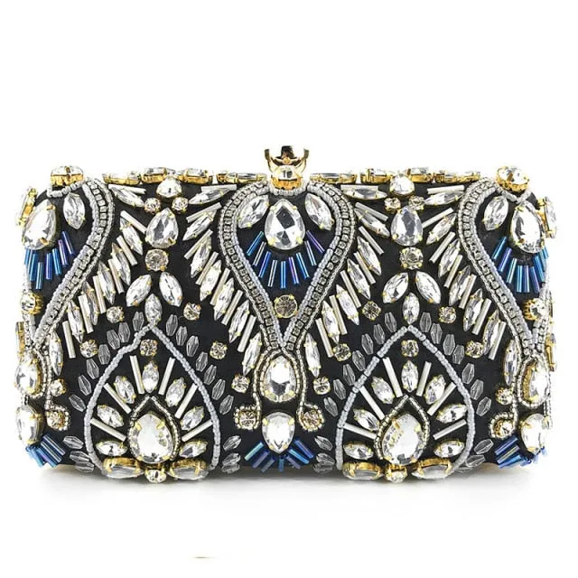 Clutch handbag Luxury Diamond Rhinestone Clutch Bags Exquisite Female clutches Pearls Beaded Chain Handbags Wedding Purse Shouler Bag