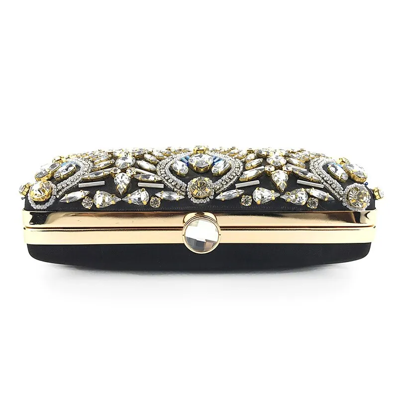 Clutch handbag Luxury Diamond Rhinestone Clutch Bags Exquisite Female clutches Pearls Beaded Chain Handbags Wedding Purse Shouler Bag