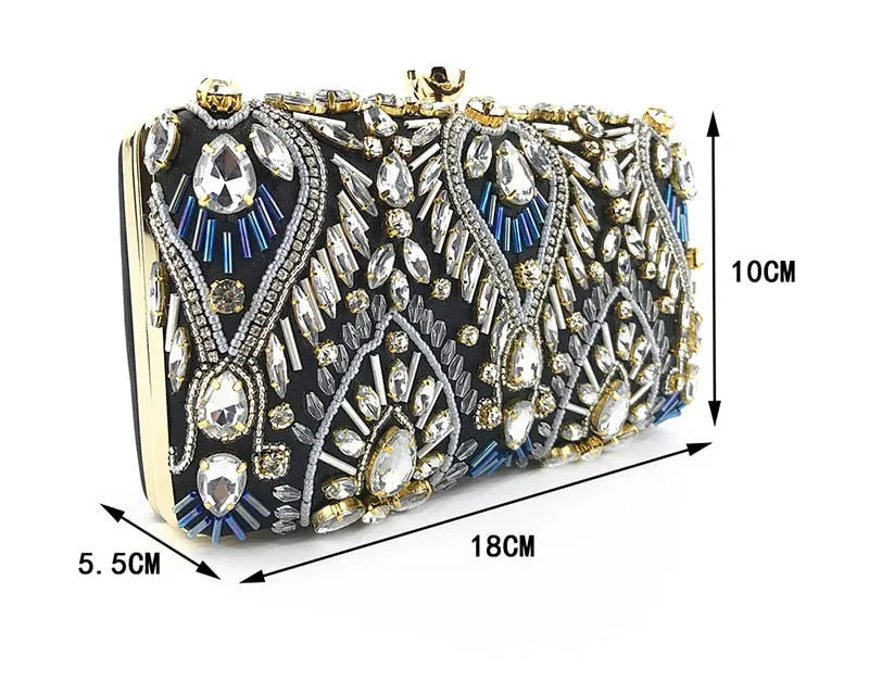 Clutch handbag Luxury Diamond Rhinestone Clutch Bags Exquisite Female clutches Pearls Beaded Chain Handbags Wedding Purse Shouler Bag