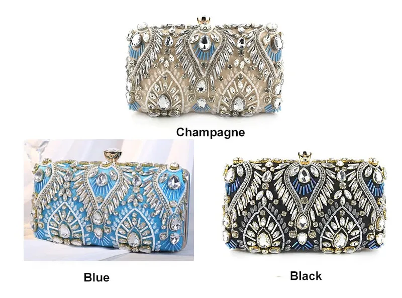 Clutch handbag Luxury Diamond Rhinestone Clutch Bags Exquisite Female clutches Pearls Beaded Chain Handbags Wedding Purse Shouler Bag