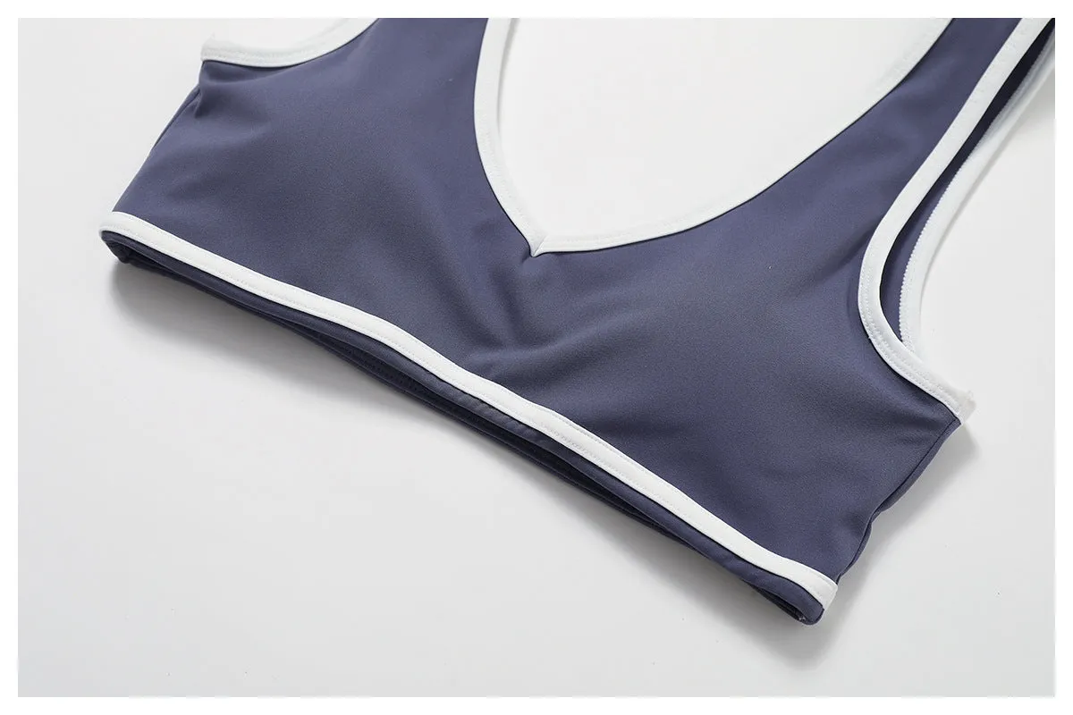 Colorblock Wide-Strap Sports Bra