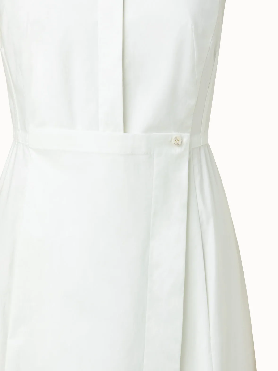 Cotton Stretch Poplin Sleeveless Shirt Dress with Apron Detail