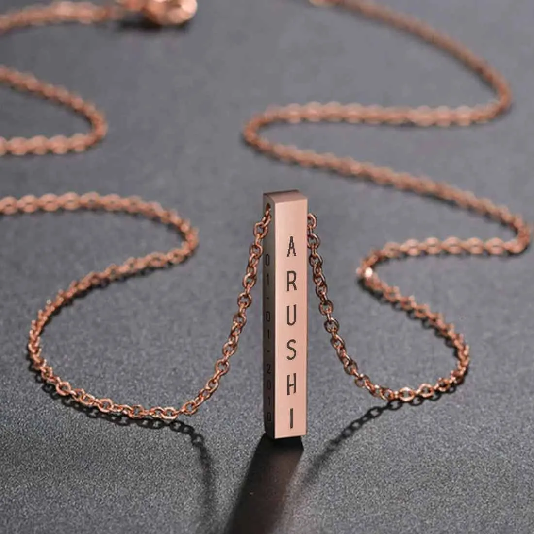 Customized Name Pendant With Chain Engraved Jewelry for Men Women - Add Name Date