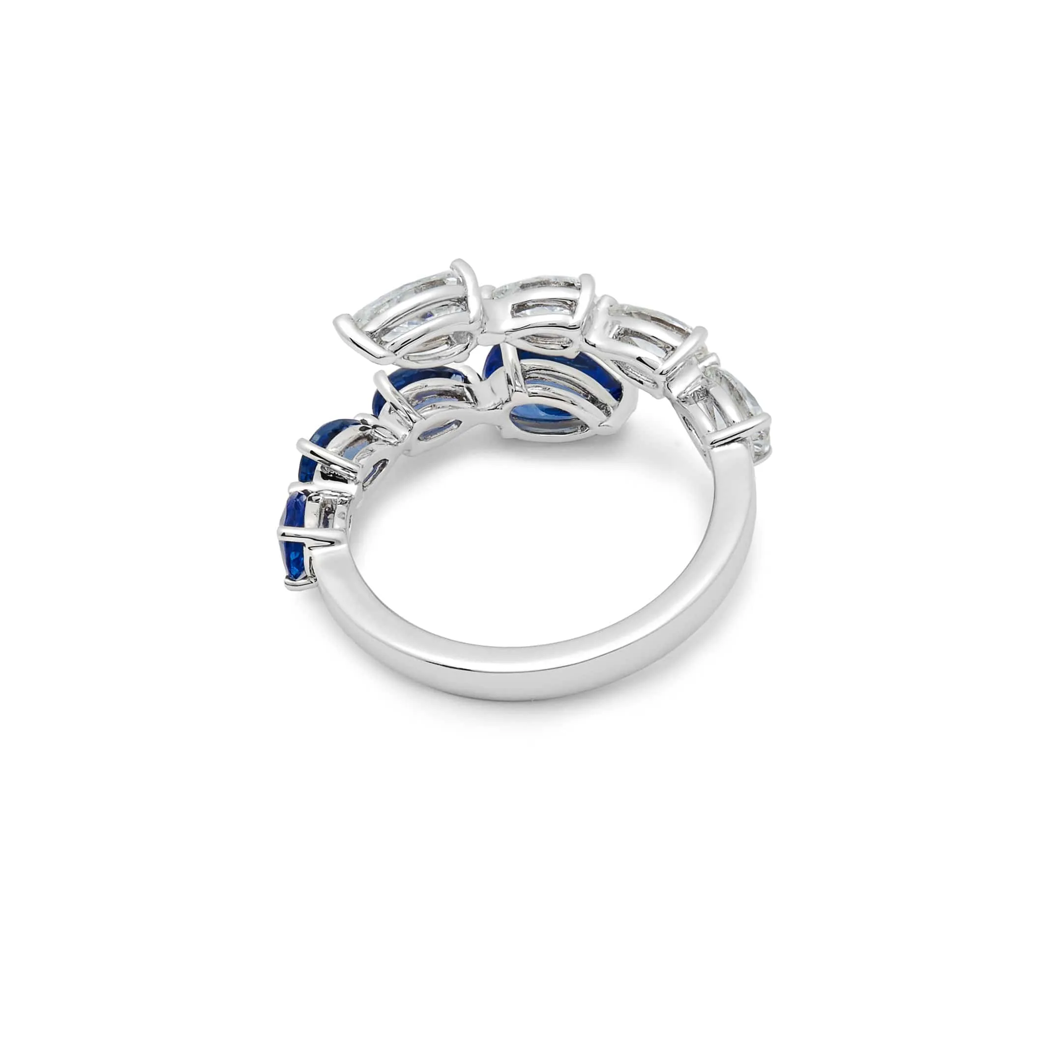 Diamond and Sapphire Bypass Ring