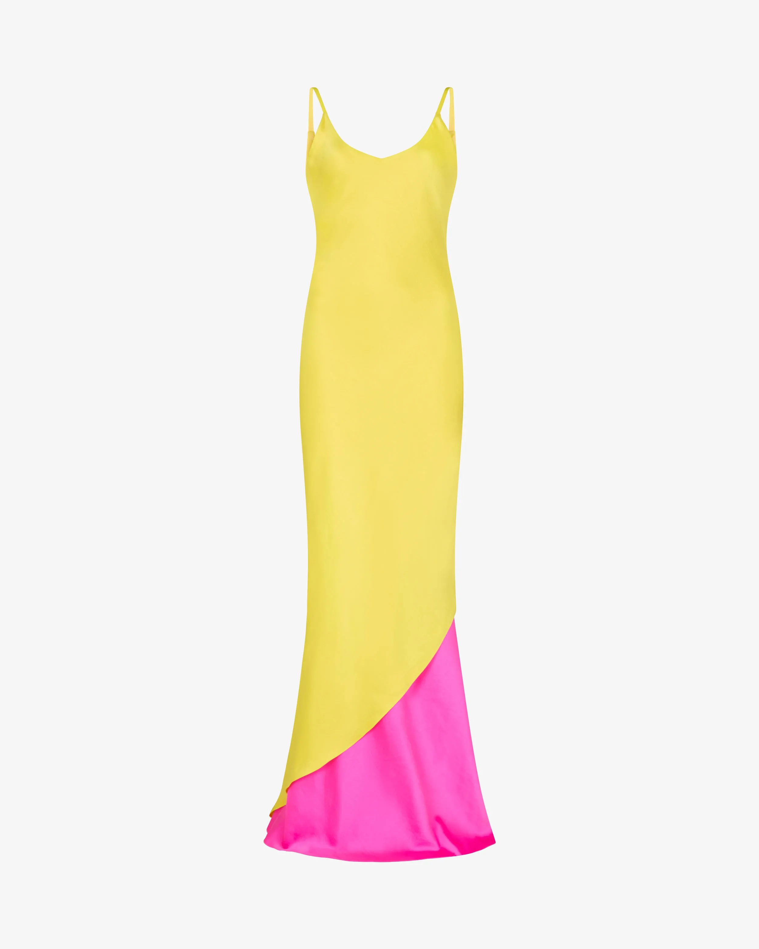 Double Layer Slip Dress - Bright Yellow/Pink