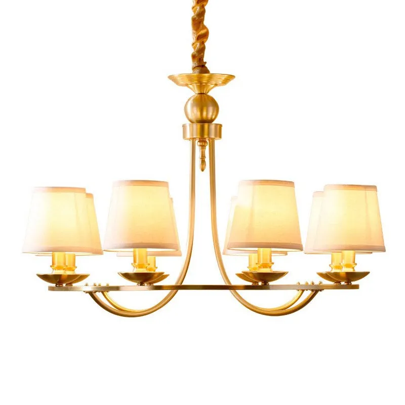 Drum-Shaped Gold Pendant Chandelier - Elegant Living Room Light Fixture