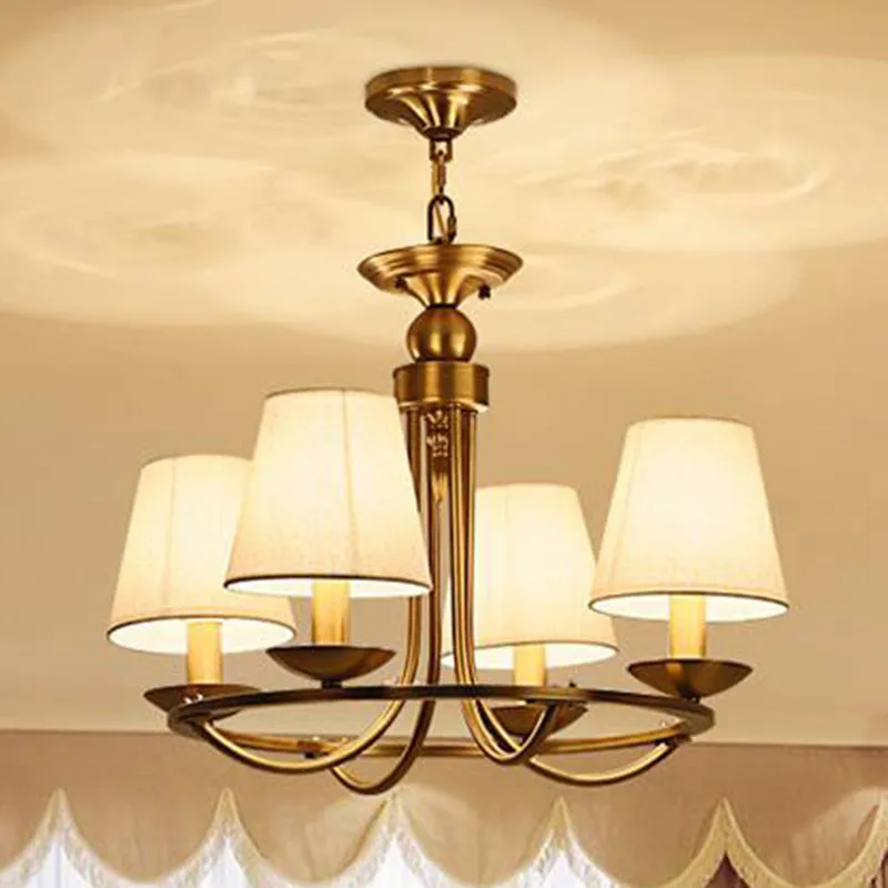 Drum-Shaped Gold Pendant Chandelier - Elegant Living Room Light Fixture