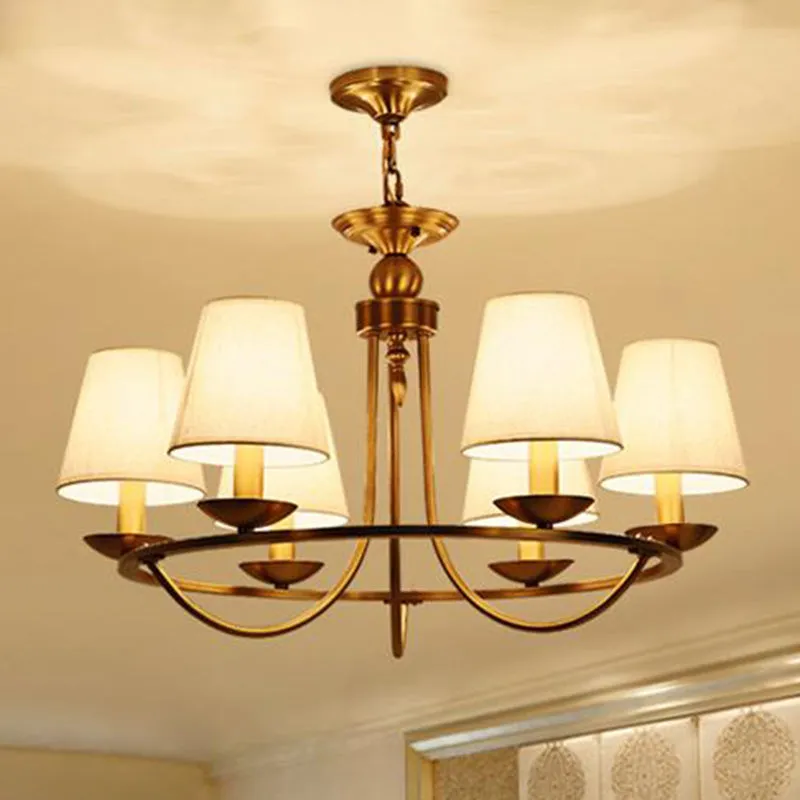 Drum-Shaped Gold Pendant Chandelier - Elegant Living Room Light Fixture