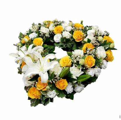 Elegant Heart-Shaped Floral Wreath Coffin Topper | W504